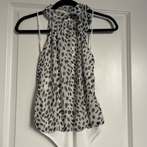 Black/White leopard print Express bodysuit. XS.